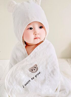 新生婴儿浴巾纯棉l六层纱布宝宝带帽斗篷儿童洗澡巾春夏秋冬包巾