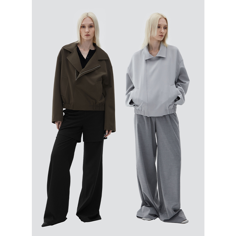 ROLLINGAGE 24春夏新品多穿拉链廓形夹克设计感随性时髦宽松外套