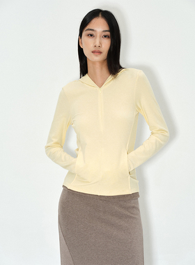 ROLLINGAGE 半门襟隐拉连帽口袋长袖上衣