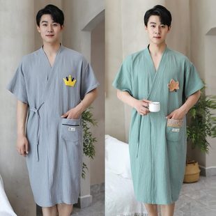 新款 浴巾家用可系带浴袍洗澡穿男士 薄款 式 2025女纯棉纱布 全棉夏季
