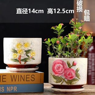 高端托盘一体高级带盆陶瓷精致轻奢多肉花盆感栽家用盆创意跨 新款