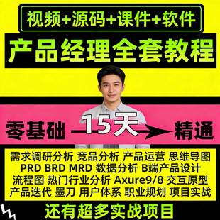 产品经理 B端/AI培训课程需求分析网课Saas交互Axure实战视频教程