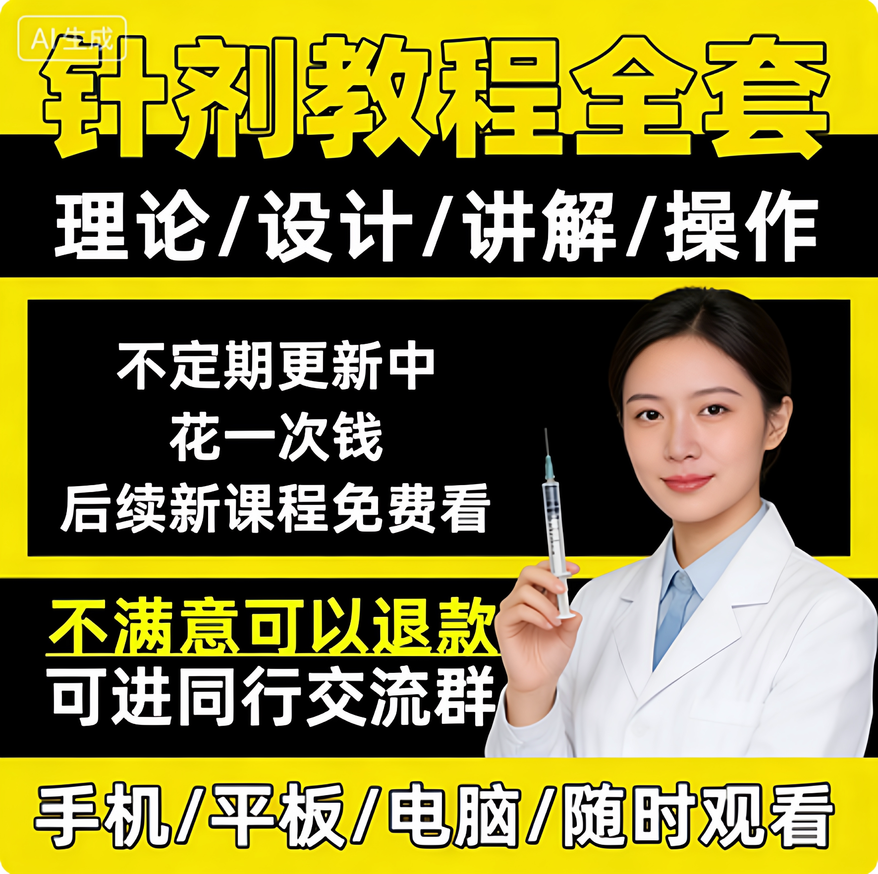 针剂注射美容教程全套医美视频微整面部填充除皱保养微针教学参考