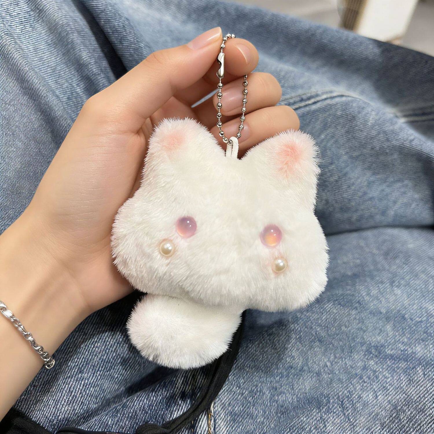 可爱暹罗猫毛绒挂件亮眼尾巴猫咪团子钥匙扣 ins 礼物小挂饰