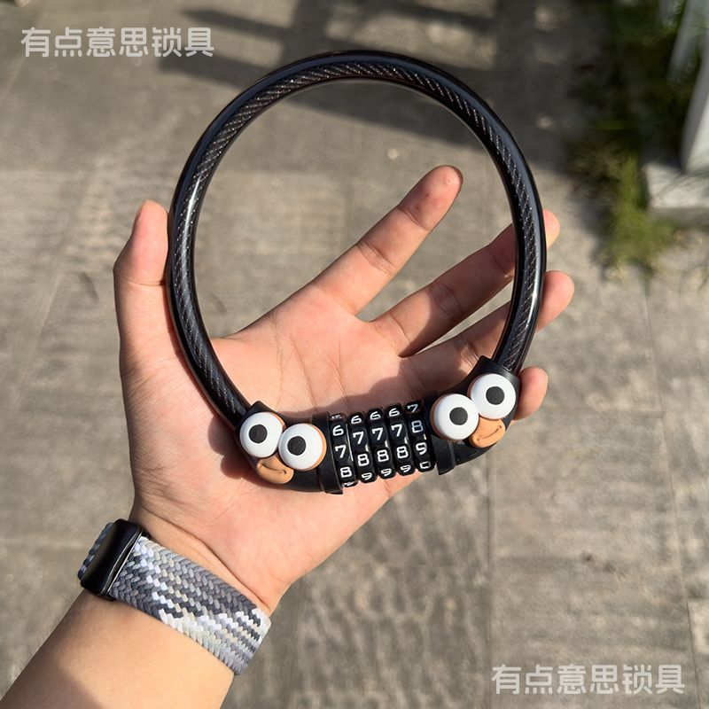 便携钢缆卡通密码防盗锁山地公路单车通用小巧自行车防撬车锁