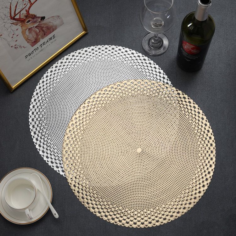 欧式家用烫金珍珠贝壳隔热垫pvc餐桌垫防烫隔热高档西餐垫