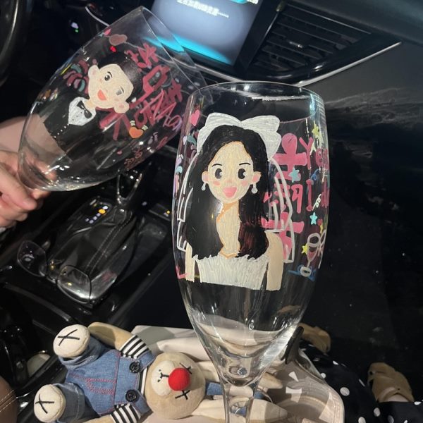 红酒杯杯涂鸦高脚酒杯英雄玻璃手工diy敬新超大号礼物手绘结婚人