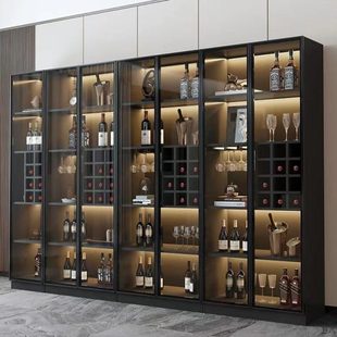 储物柜家用高端展示柜现代轻奢酒柜玻璃门展示柜定制餐厅简约客厅