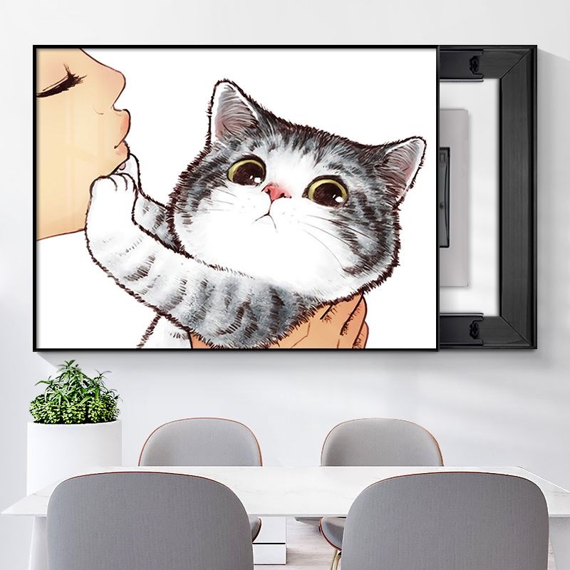 猫咪电表箱装饰画遮挡配电箱电闸盒空开箱路由器挂画开关餐厅壁画