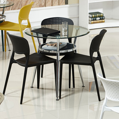 简约钢化玻璃圆桌一桌四椅 谈判桌店铺办公会议室接待洽谈桌椅组