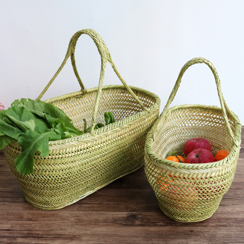 家用竹编竹篮竹筐鸡蛋手提篮子水果篮买菜筐厨房收纳篮竹编织小号