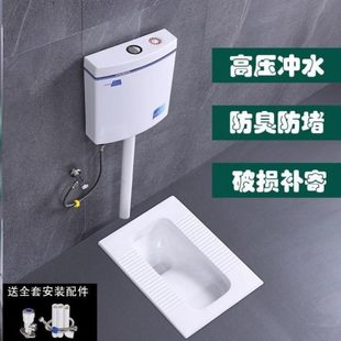 便盆陶瓷德国进口大家用厕所蹲坑冲水箱蹲便器 生防臭便卫便池套装