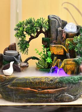 假山盆景客厅室内景观喷泉流水生财摆件田园鱼池造景装饰工艺礼品