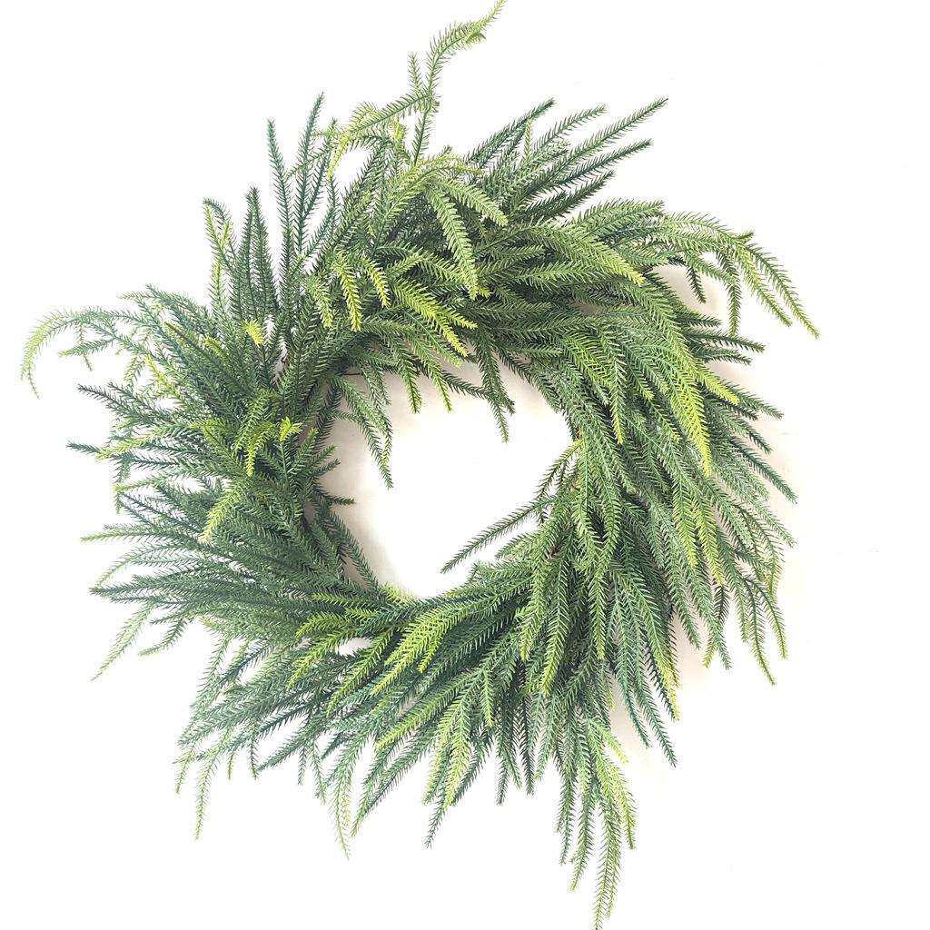 爆款诺福克松针花环爆款60cm雪松软胶松针圣诞松针花