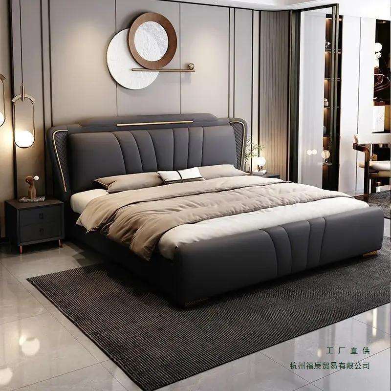 新款现代轻奢简约1.8米双人床大气1.5米储物床婚床通用