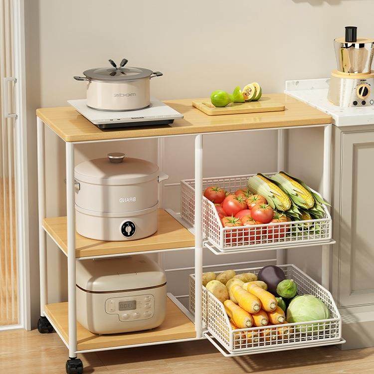 蔬菜置物架厨房小推车落地多层锅具收纳架多功能锅架菜篮子置物架