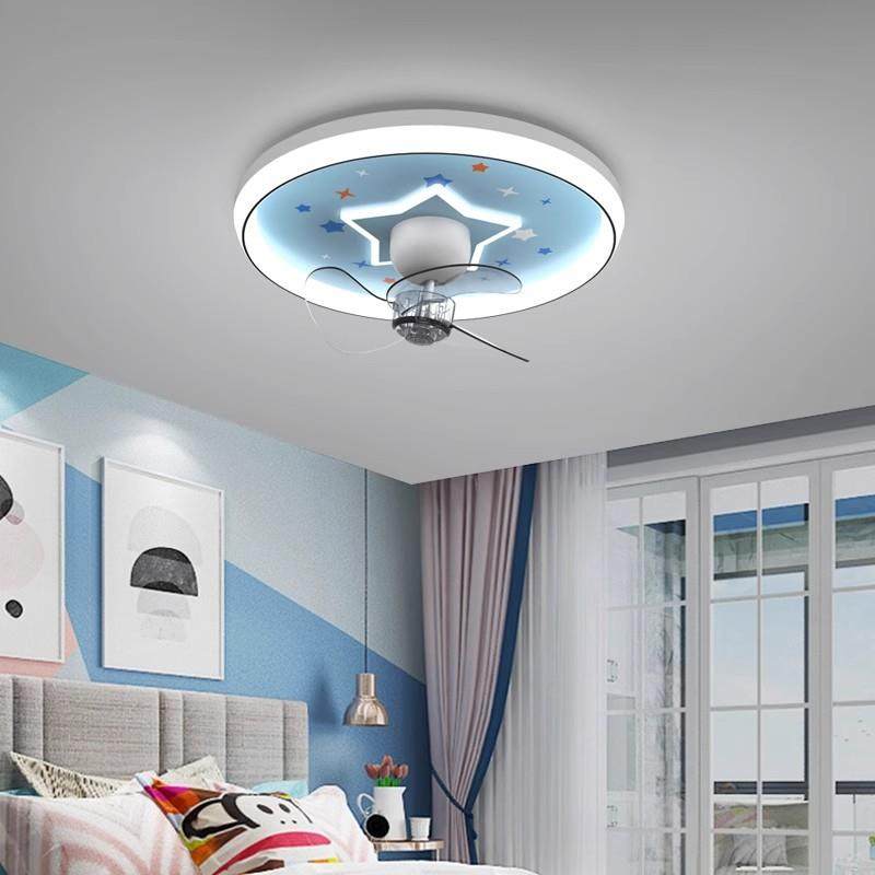 儿童房吸顶灯北欧现代房间摇头风扇灯男孩女孩公主卡通主卧室灯具