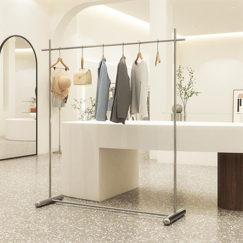 服装店展示架不锈钢移动落地式中岛挂衣架男女童装店货架陈列道具