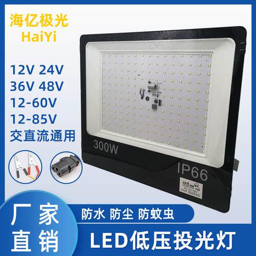 led低压投光灯12V24V36V户外防水12-85V通用工程工地100200300W