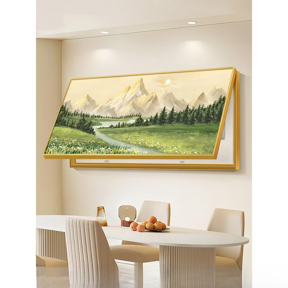 日照金山横版电表箱装饰画大尺寸配电箱电闸盒墙面遮挡挂画