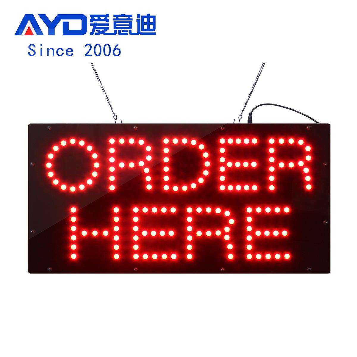 LED广告牌展示牌营业标识灯箱LEDORDERHERESIGN24x48cm