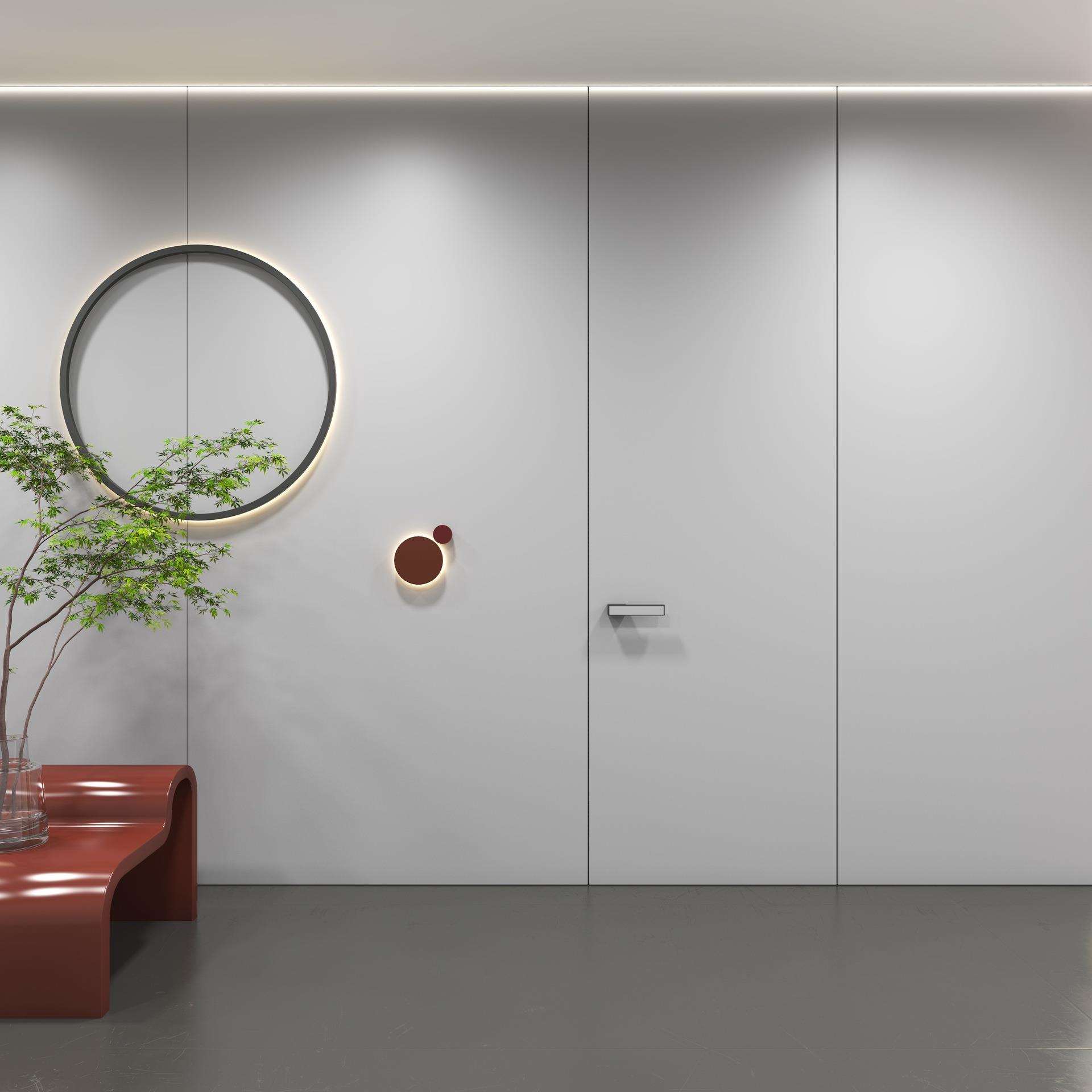 隐框涂料门无框门窄边极简铝木门外平内开室内门隐形门暗门卧室门