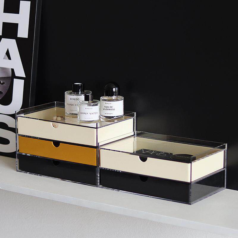 高颜值透明亚克力多层桌面收纳盒浴室书桌样品房软装创意整理摆件