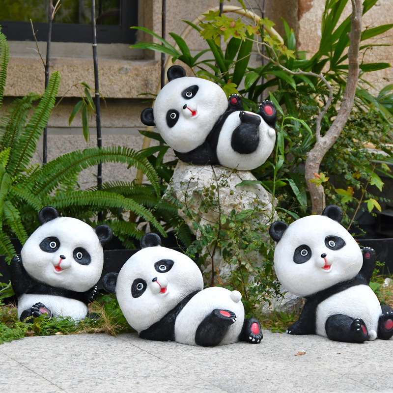 户外幼儿园仿真熊猫摆件花园庭院装饰小区草坪园林景观雕塑小品