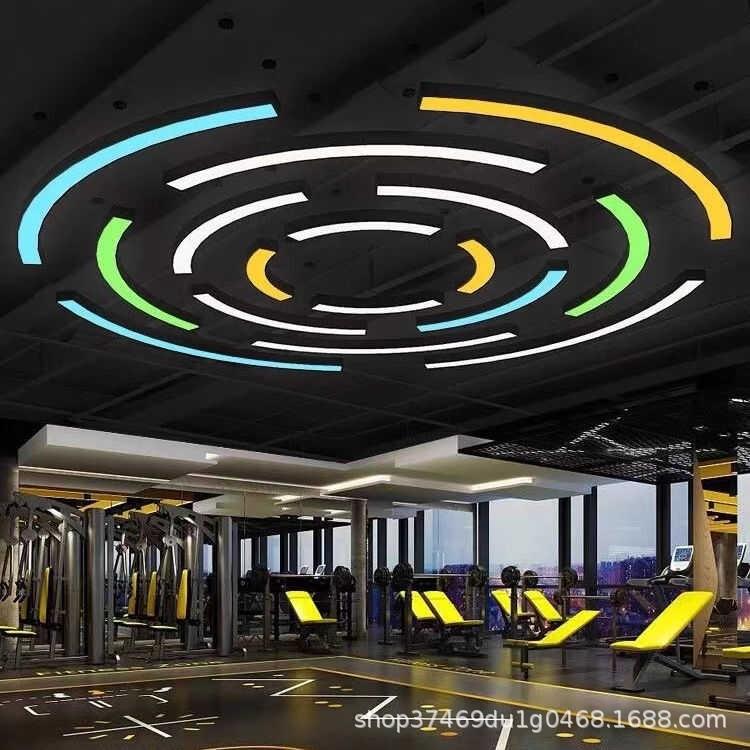 LED圆弧形吊灯圆形圆环健身房灯网咖超市网吧创意工业风造型灯具