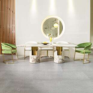 意大利轻奢大理石餐桌高级感豪华餐厅10人大餐桌高档餐桌椅子一套