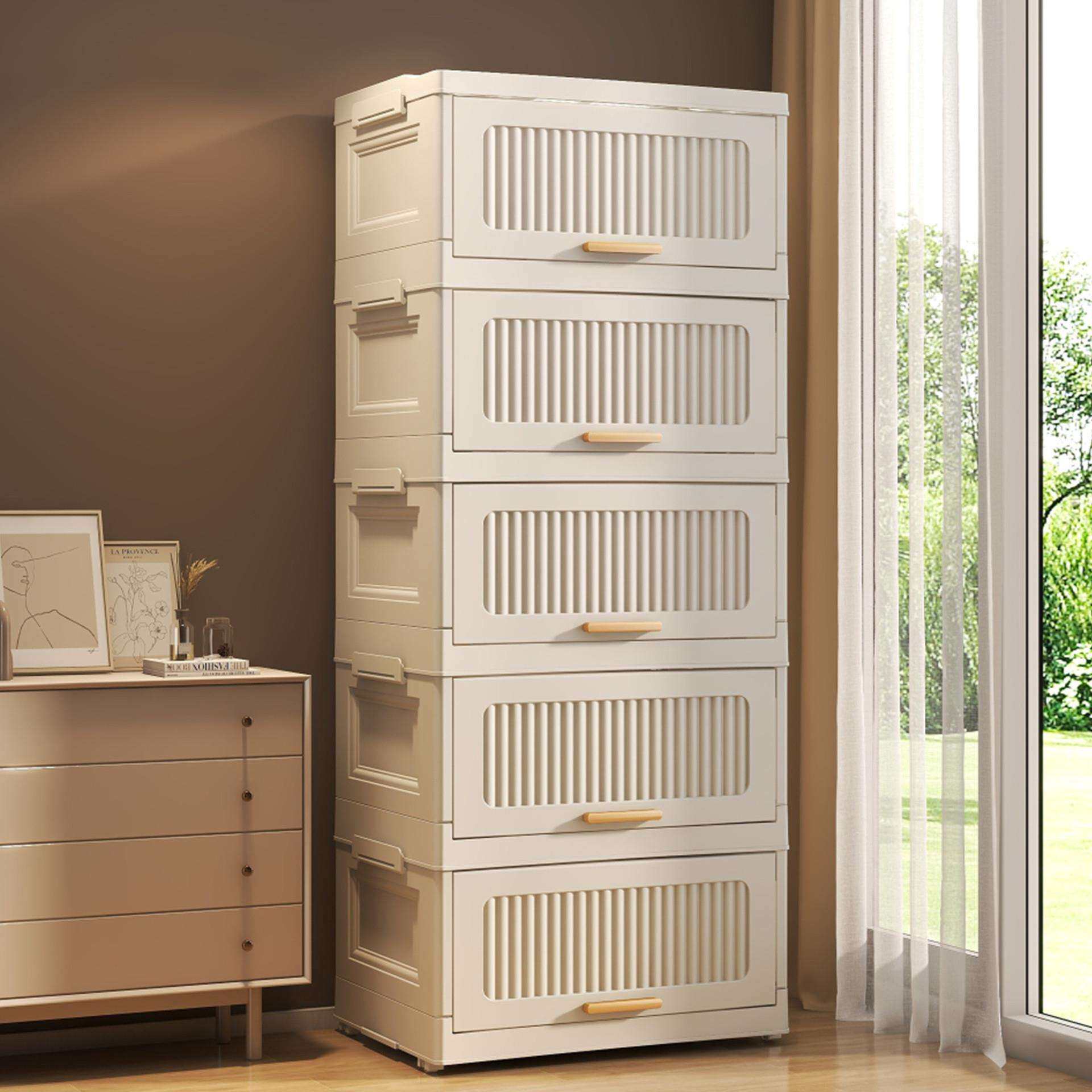 60宽儿童衣服简易衣柜免安装收纳柜翻盖式可折叠宝宝玩具置物柜子