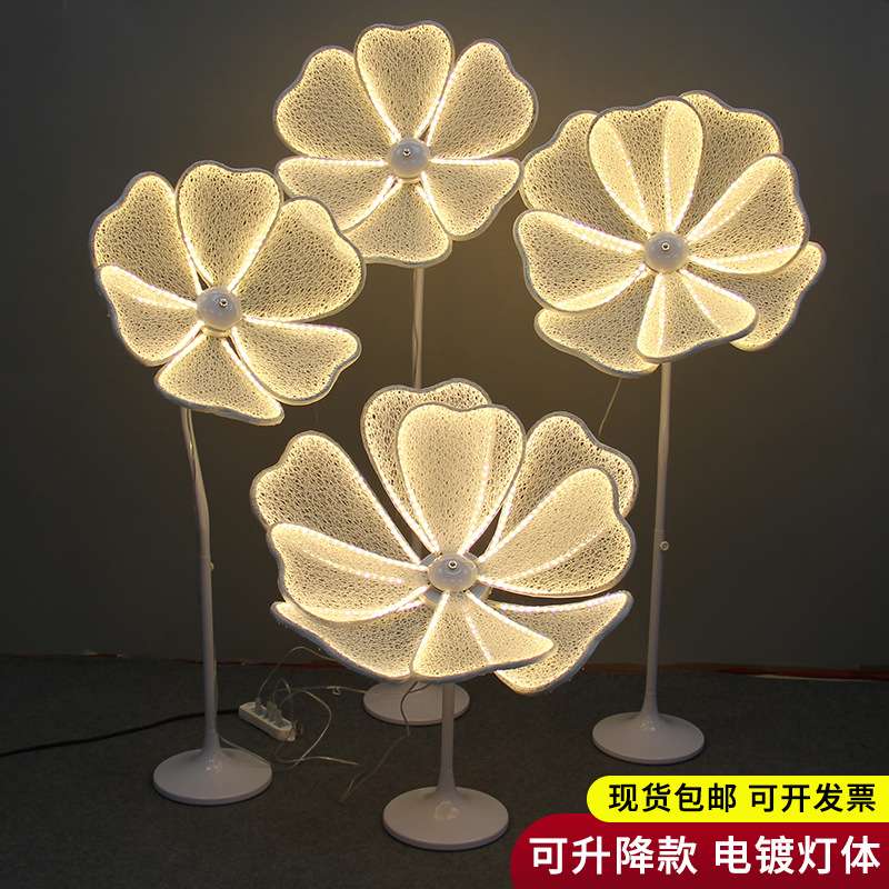 新款婚庆道具路引发光牡丹花路引灯光花瓣婚礼婚庆大花路引道具