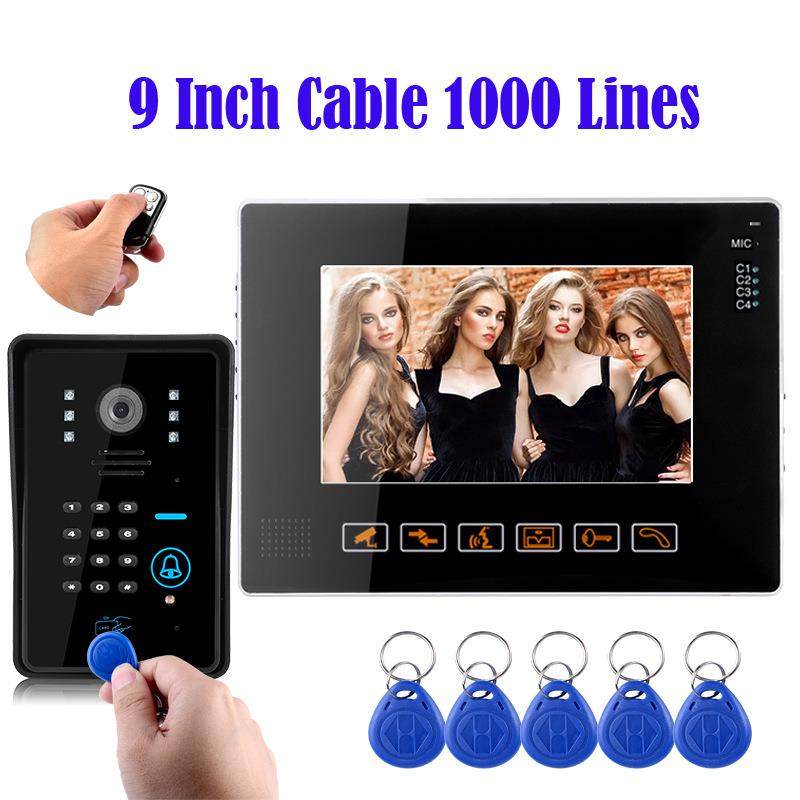 9寸可视门铃触摸刷卡密码开锁高清1000线对讲一对一智能门铃