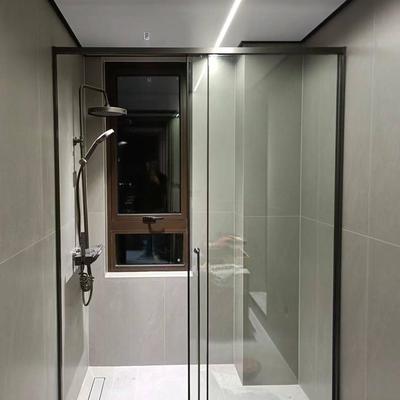 不锈钢卫生间隔断干湿分离玻璃门浴室浴屏家用门一字简易浴屏