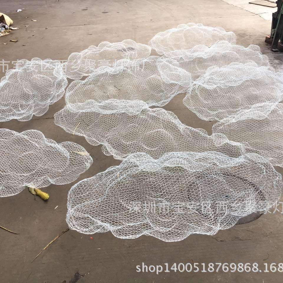 工程创意铁丝编织铁网吊灯复古工业风棉花白云云朵大吊灯
