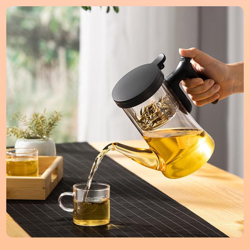 Θ鸣盏玻璃无杆磁吸飘逸杯一键过滤办公室便携沏茶壶泡茶壶茶水分
