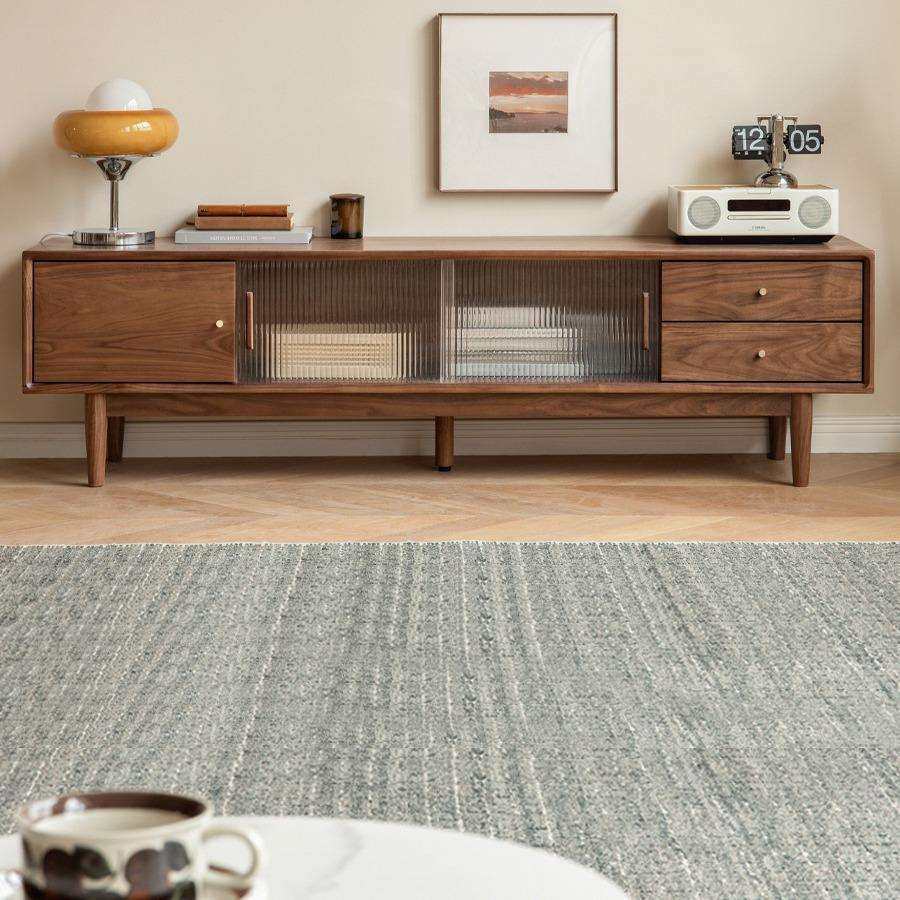 实木家用电视柜新中式客厅地柜黑胡桃木现代简约储物柜抽屉视听柜