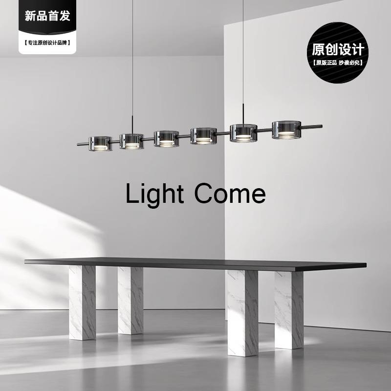 意式极简餐厅吊灯现代简约创意个性高端玻璃光影设计师吧台长条灯