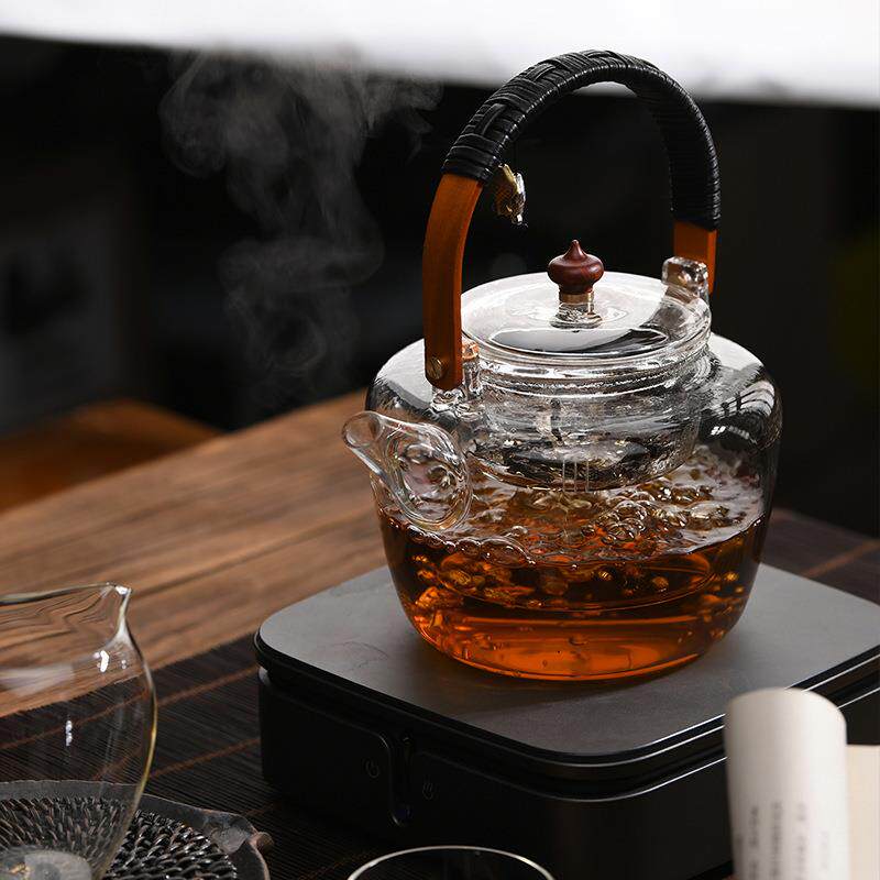 天久璃匠1300ml双漏编绳提梁壶茶室高硼硅耐高温玻璃壶煮水壶