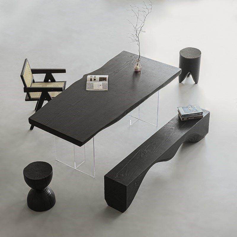 碳化黑色悬浮实木餐桌原木大板亚克力工作台家用简约泡茶桌椅茶桌,纺织面料/辅料/配套,纺织机械配件,淘宝优惠券,粉丝福利购,淘宝优惠卷
