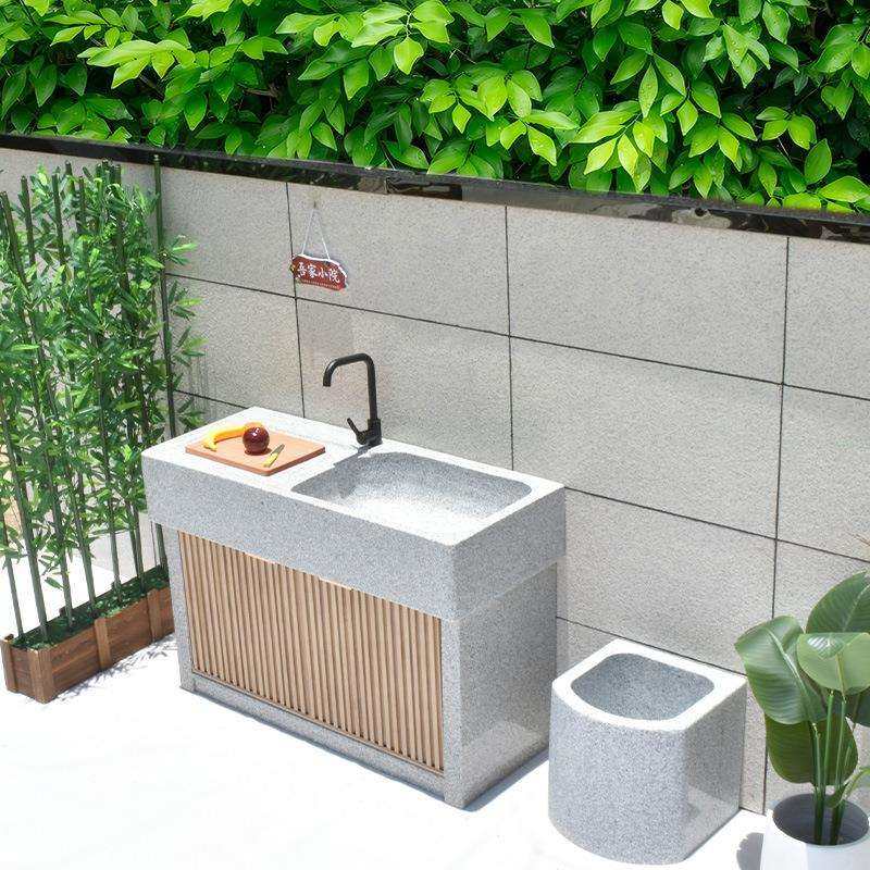 庭院户外石材天然大理石洗手池庭院花园洗衣池台盆花岗岩一体水槽