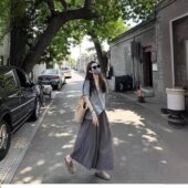 奶茶系成套穿搭配一整套减龄微胖MM显瘦连衣裙子两件套装 夏季 女装