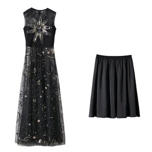 [现货]张韶涵同款宴会晚礼服裙高级感高端小众轻奢黑色亮片连衣裙