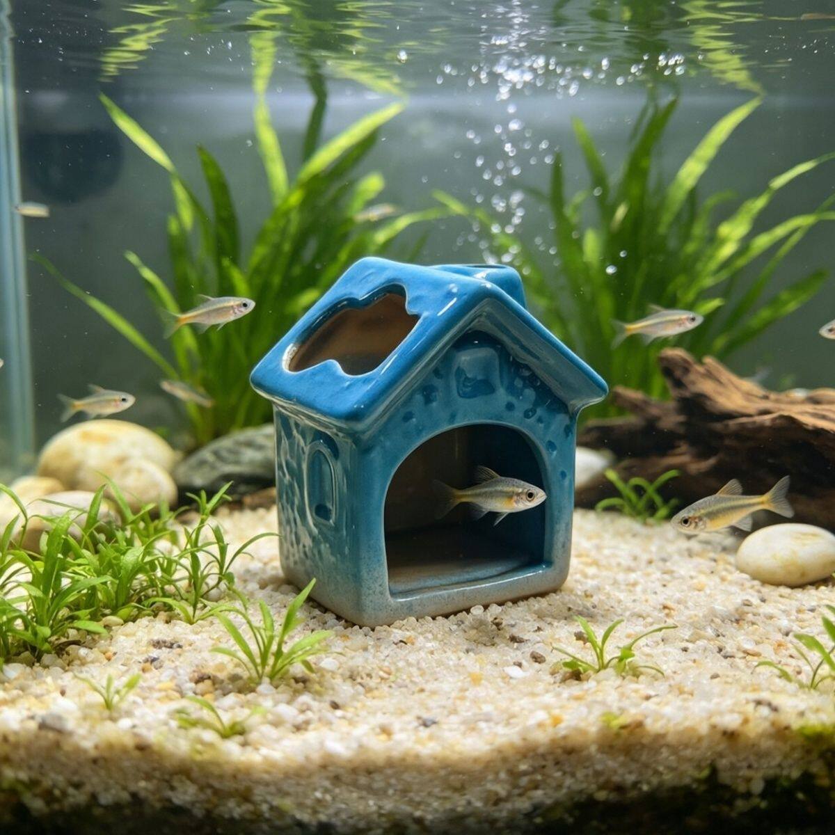鱼缸造景陶瓷躲避屋 小鱼房子摆件 鱼虾繁殖躲藏屋水族箱装饰