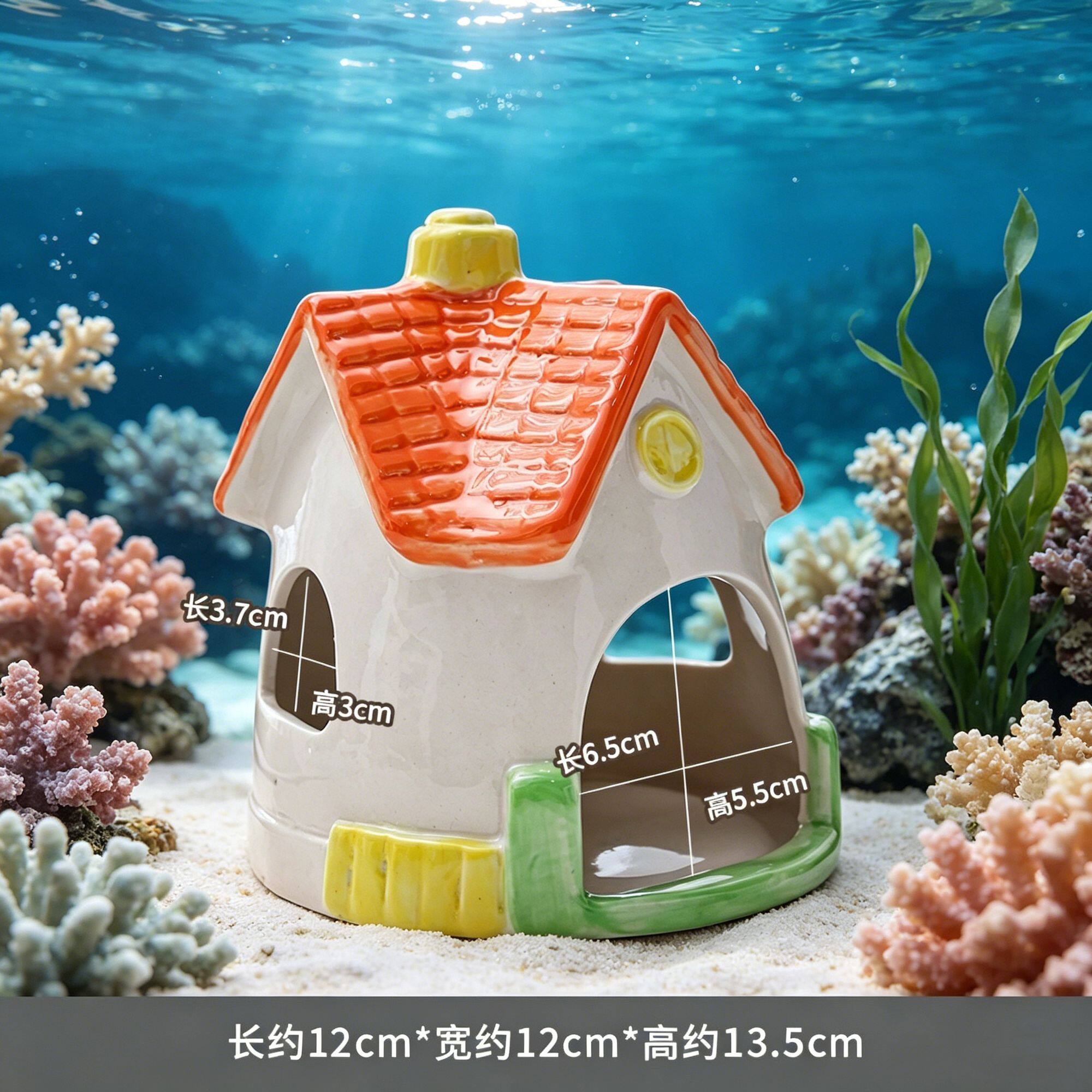 陶瓷繁殖罐鱼缸躲避屋鱼虾慈鲷迷你鹦鹉鱼洞水族箱造景摆件