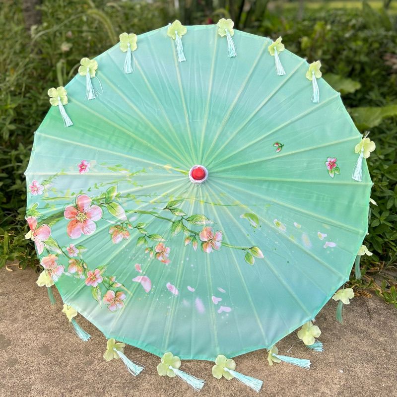 流苏演出伞古风舞蹈花瓣工艺油纸伞汉服绸布旗袍拍照走秀道具伞