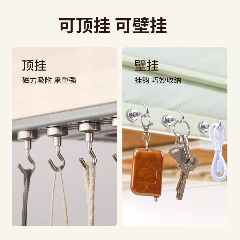 强力磁吸免打孔挂钩冰箱入户门壁挂磁铁超强承重无痕粘钩