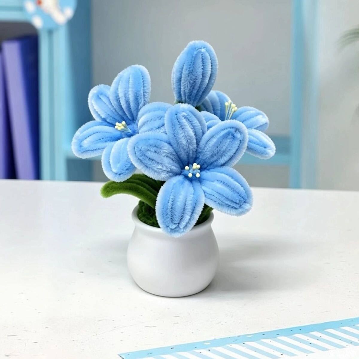 扭扭棒成品百合花盆栽手工礼物卧室车载教师桌面装饰摆件