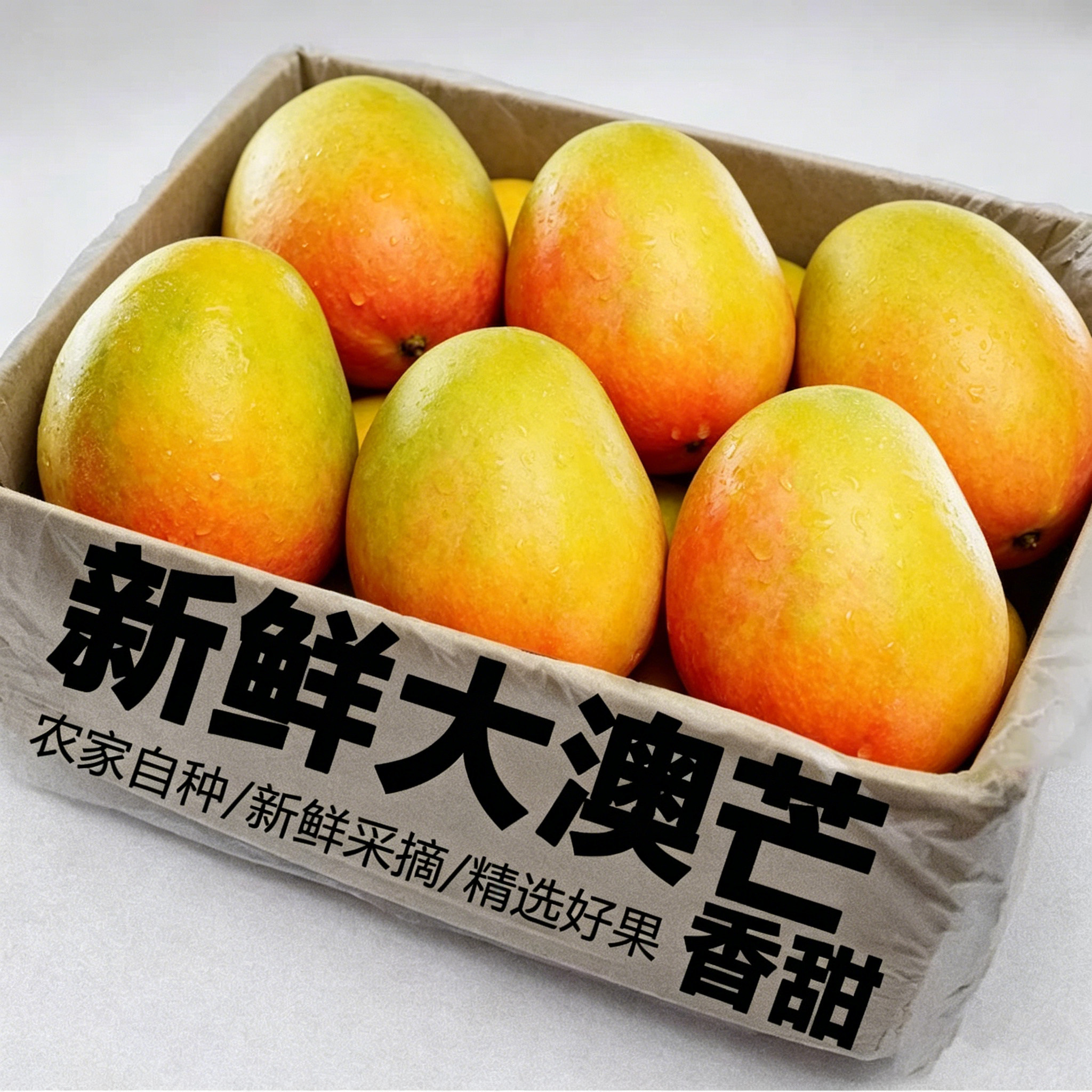 黄金澳芒大果苹果芒澳洲芒红芒整箱当季新鲜现摘嫩甜5斤包邮