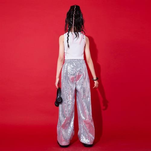 女童爵士舞服装潮酷嘻哈套装短款背心街舞儿I童hiphop练功服演出